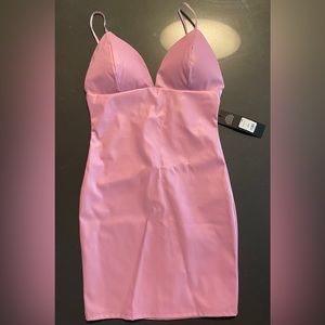 Faux leather pink dress